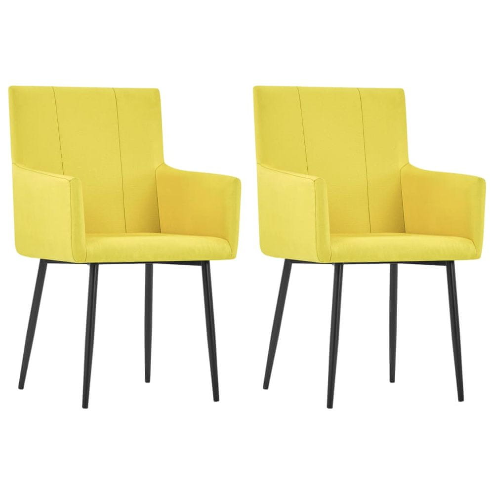 Vidaxl Jedálenské stoličky s opierkami 2 ks, žlté, látka